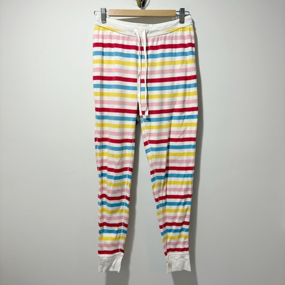Hanna Andersson Adult Pajamas Rainbow Stripe Size Medium Snug Fit Long Johns - Picture 1 of 7